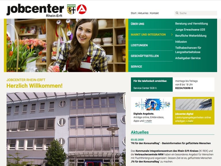 Screenshot jobcenter-rhein-erft.de
